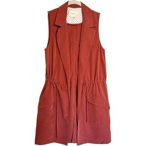 Elevenses Anthropologie Size Small Rust Old Town Long Drawstring Sleeveless Vest